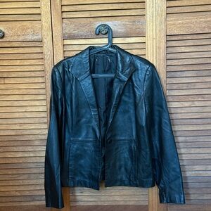 Elegant Black Leather Jacket for Women